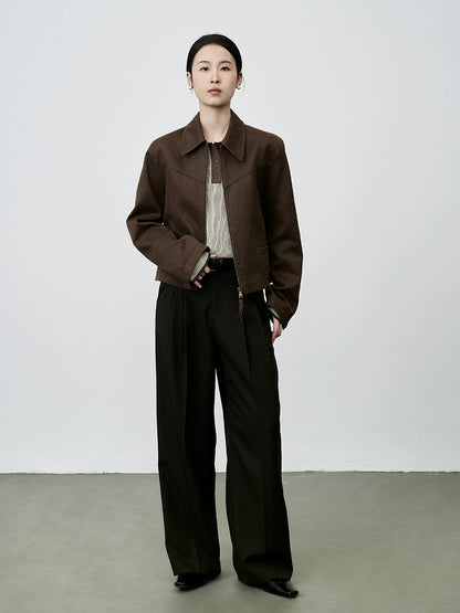 Suéter de punto tipo polo pequeño francés de alta costura CAREMIND con solapa en el hombro delantero en contraste 