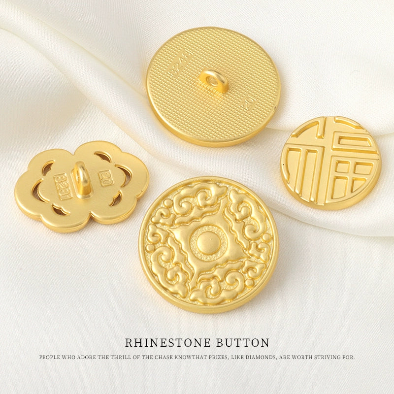 3265★  Guochao Chinese-style golden blessing metal buttons Chinese-style antique versatile coat trench coat Hanfu buttons