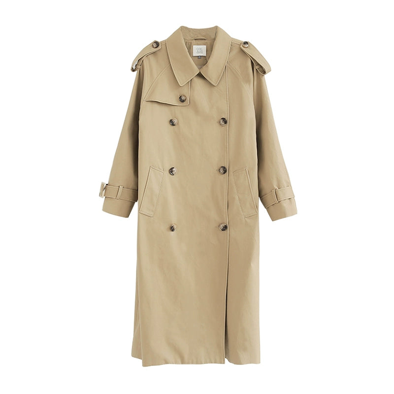 CAREMIND original diseño cruzado sentido nicho gabardina caqui mujer rodilla media y larga otoño 