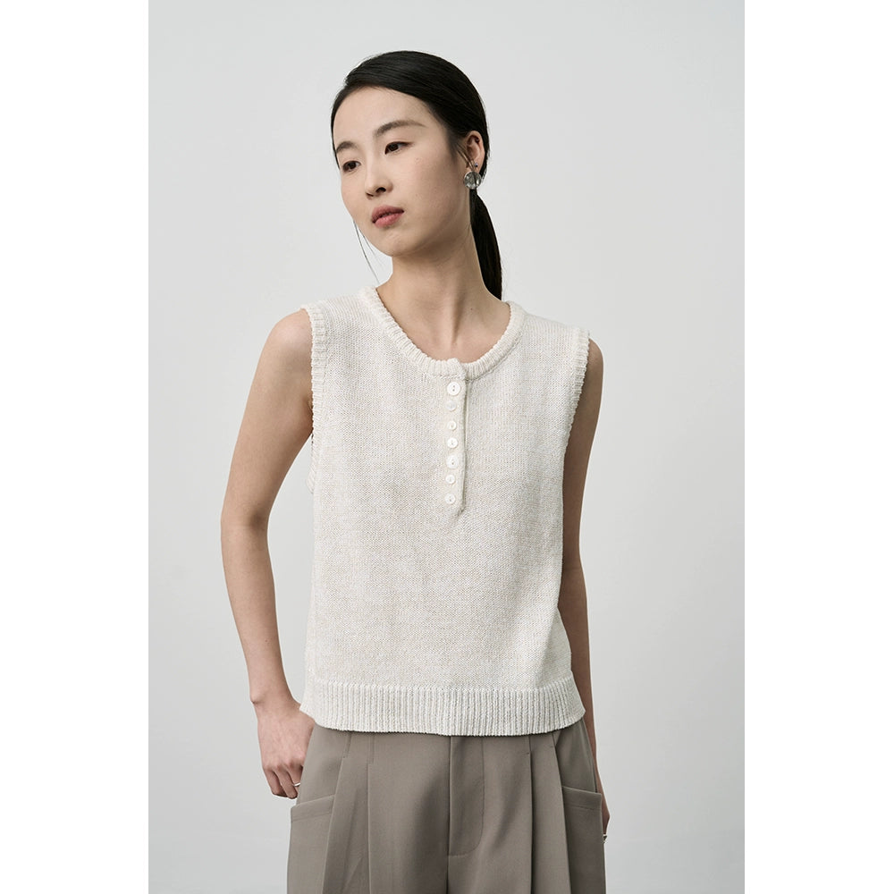 Camiseta sin mangas con hombros descubiertos de tencel blanco de CAREMIND, diseño de botones irregulares para mujer, top corto 