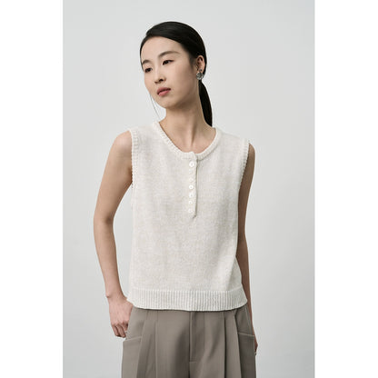 Camiseta sin mangas con hombros descubiertos de tencel blanco de CAREMIND, diseño de botones irregulares para mujer, top corto 