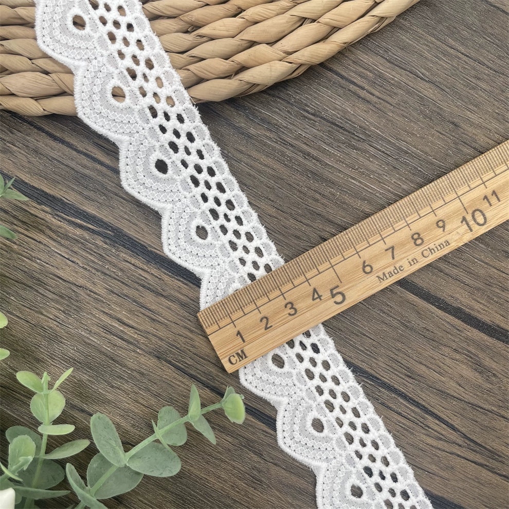 3797 Tela de algodón puro de alta calidad con borde hueco y encaje ondulado, ropa de muñeca DIY, falda, ropa, empalme, accesorios para el hogar