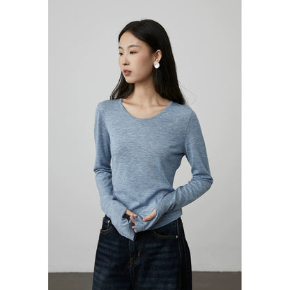 [Anxin T] Suéter de lana Tencel personalizado de cuatro colores CAREMIND, camisa de fondo clásica y sencilla para mujer que no daña la piel 