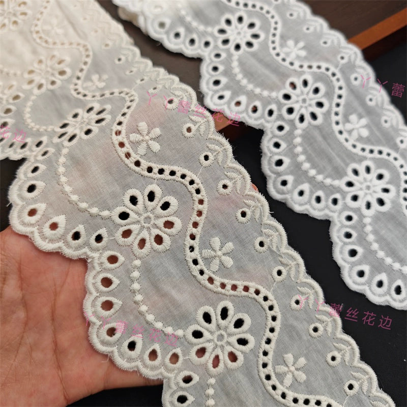 Tela de encaje europeo con bordado de algodón puro, 3801 cm de ancho y 9 cm de ancho, ideal para faldas, sofás, cortinas y empalmes.