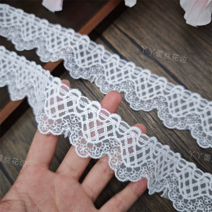 3829 Exquisitos accesorios de encaje de malla con bordado de hilo de algodón, materiales para faldas y mangas de ropa infantil hechos a mano