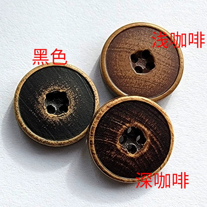3457★  Round wood buttons black brown men's and women's clothes shirt shirt sweater cardigan buttons handmade small buttons