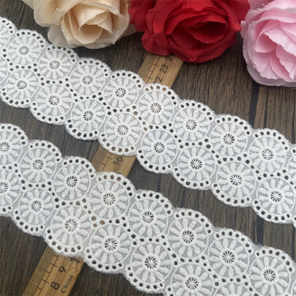 3788 Accesorios de encaje bordado de algodón blanco hechos a mano, cortinas DIY, material para ropa de muñeca, falda con lazo