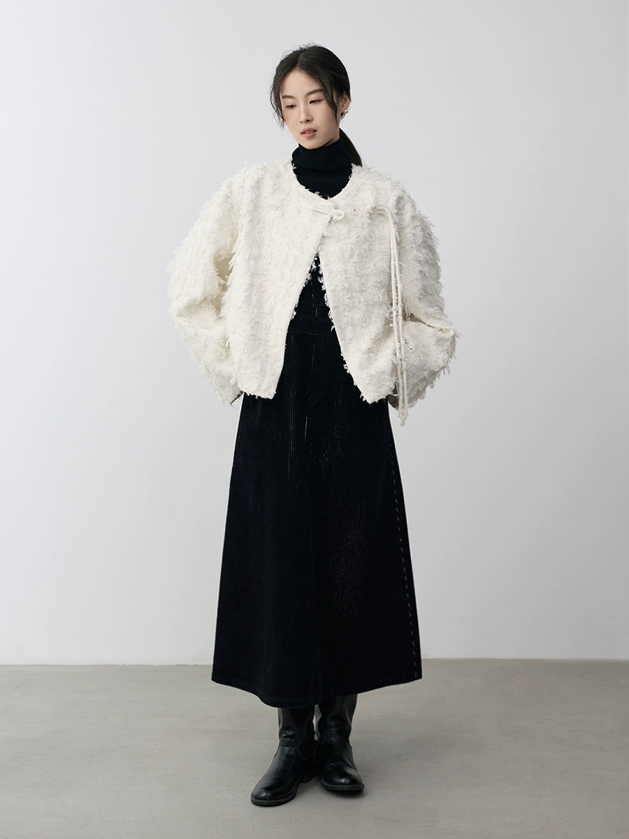 CAREMIND [Guoyun Tianxiang] Nueva chaqueta exquisita de manga larga con botones elegante tipo cárdigan chino Xiaoxiangfeng 