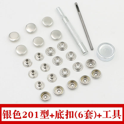 3407★  Denim jacket four-in-one button, button nailing tool, metal hidden button, invisible snap button for clothes, sub-mother button, snap button.