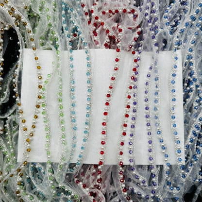 Cinta de encaje con diamantes de imitación de perlas de 1,5 cm de ancho, ideal para hacer puños, escotes, vestidos de novia, correas de hombro, accesorios para el cabello y sombreros.