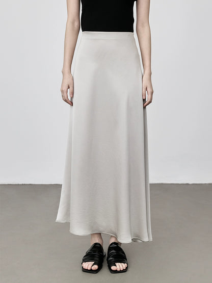 Falda de cola de pez de ácido acético de color sólido CAREMIND, falda de satén suave y sedosa, falda fina de una palabra, falda mediana y larga 