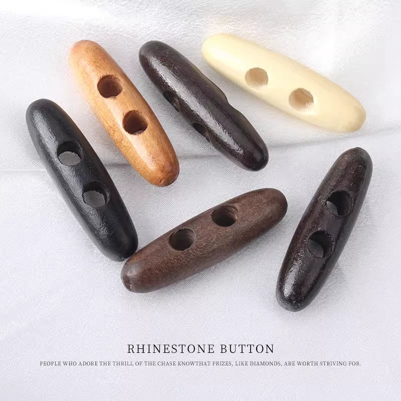 3262★  High-end wood button coat sweater trench coat woolen temperament horn buckle olive buckle natural wood buckle