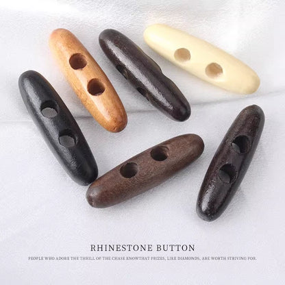 3262★  High-end wood button coat sweater trench coat woolen temperament horn buckle olive buckle natural wood buckle