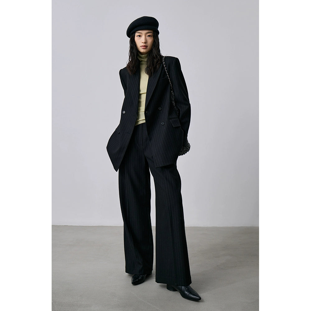 [Oferta especial por tiempo limitado] Blazer de rayas premium, pantalón de traje drapeado, para viajar con un conjunto completo de ropa 