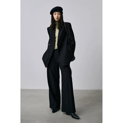 [Oferta especial por tiempo limitado] Blazer de rayas premium, pantalón de traje drapeado, para viajar con un conjunto completo de ropa 