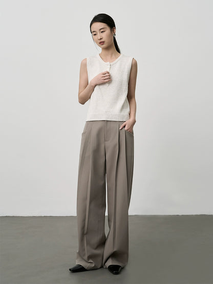 Camiseta sin mangas con hombros descubiertos de tencel blanco de CAREMIND, diseño de botones irregulares para mujer, top corto 