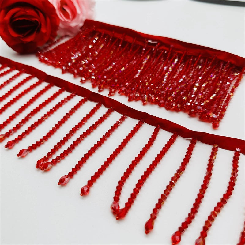 3729 Colgante de cristal de 9 cm de largo, hecho a mano, con flecos de encaje, para vestido de novia, decoración de cuello y hombro, accesorios para tocado