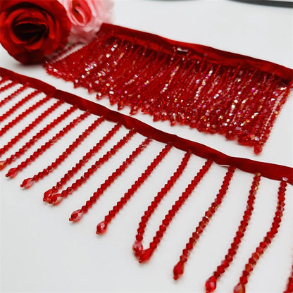 3729 Colgante de cristal de 9 cm de largo, hecho a mano, con flecos de encaje, para vestido de novia, decoración de cuello y hombro, accesorios para tocado