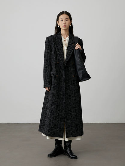 [St. Petersburg] CAREMIND beige and elegant long-sleeved dress with wooden ear edge v-neck autumn and winter versatile long dress