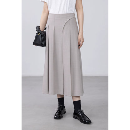 [Oferta especial por tiempo limitado] Falda plisada de cintura alta con diseño elegante, falda larga que cubre la cadera con personaje A para mujer 