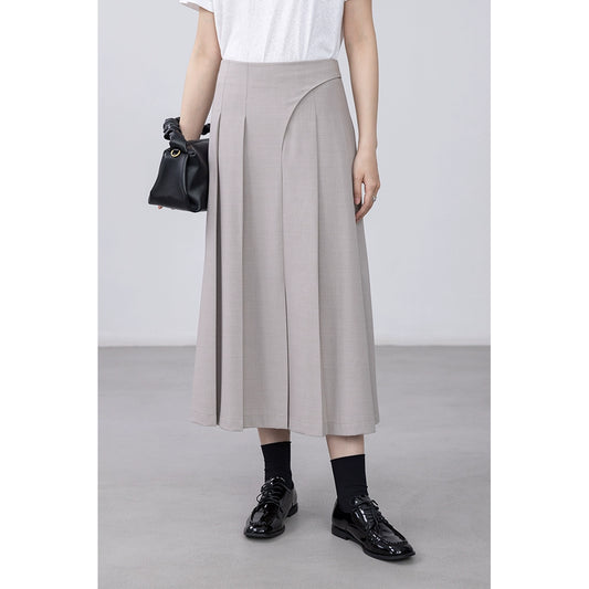 [Oferta especial por tiempo limitado] Falda plisada de cintura alta con diseño elegante, falda larga que cubre la cadera con personaje A para mujer 