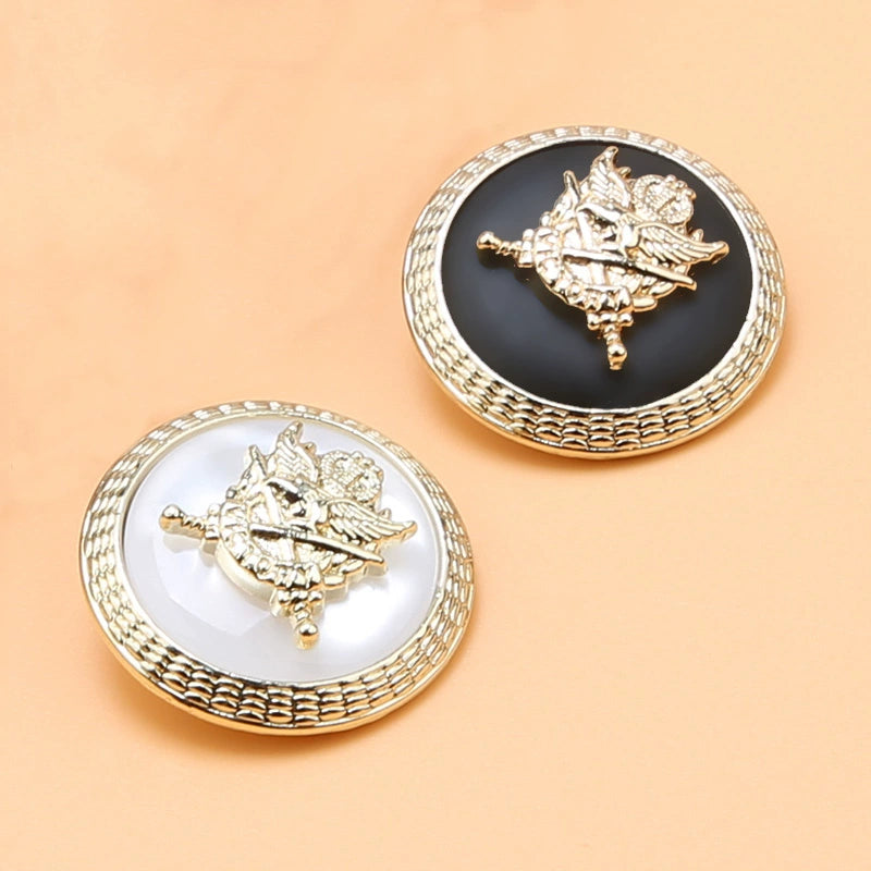 3458★ Botones metálicos redondos negros para abrigos, versátiles, para decoración de chaquetas británicas, accesorios de alta gama, botones para suéteres