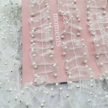 3661★ Eugen hilo plisado perla encaje accesorios de cuentas cinturón de encaje decorativo material ropa boda tocados ropa de bebé encaje