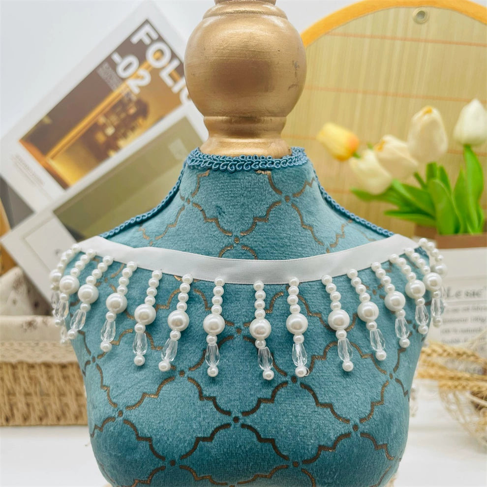 3692 borla colgante de perlas con cuentas, accesorios de encaje para lámpara de escritorio, encaje decorativo para ropa, cortina, encaje decorativo