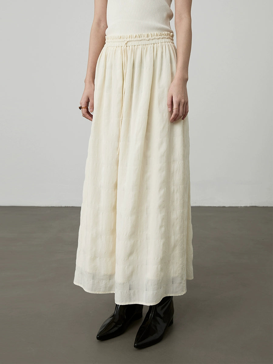 [Soft wind skirt] CAREMIND Tencel pleated skirt popular stacking yarn medium and long skirt