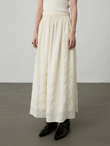 [Soft wind skirt] CAREMIND Tencel pleated skirt popular stacking yarn medium and long skirt