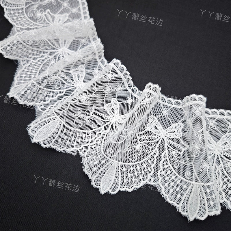 Accesorios de encaje bordado de malla de alta calidad, 3809 ancho, 11 cm, hechos a mano, para vestido de novia, decoración de cortina de péndulo