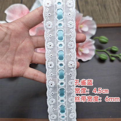 3553★ Ancho 4,5 cm Nuevo color Cinta de algodón Hilo de encaje Hecho a mano DIY Lolita Accesorios de ropa de bebé
