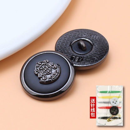 3458★ Botones metálicos redondos negros para abrigos, versátiles, para decoración de chaquetas británicas, accesorios de alta gama, botones para suéteres