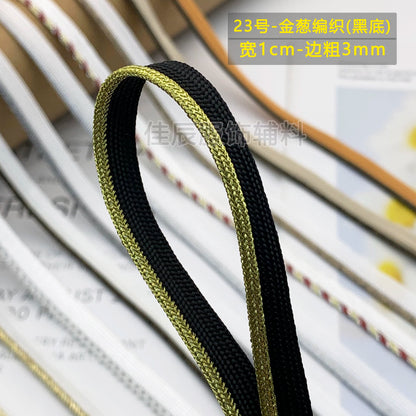 Cinta adhesiva de seda para niños, 1 cm, color dorado y plateado, para ribetes, ropa, textiles para el hogar, almohadas, etc.