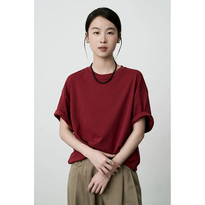 CAREMIND2024 nueva blusa básica de manga corta, holgada y fina, de seis colores, con cuello redondo y mangas cortas para mujer 