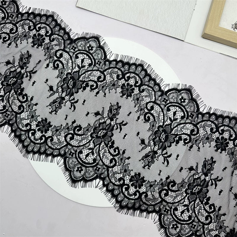 3746 Tela de encaje de pestañas bilateral de hilo de malla de alta calidad, accesorios de empalme alargados para cortina y velo de bricolaje