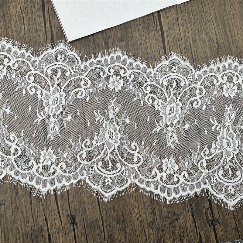 3746 Tela de encaje de pestañas bilateral de hilo de malla de alta calidad, accesorios de empalme alargados para cortina y velo de bricolaje