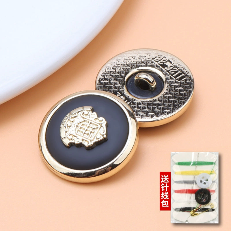 3458★ Botones metálicos redondos negros para abrigos, versátiles, para decoración de chaquetas británicas, accesorios de alta gama, botones para suéteres