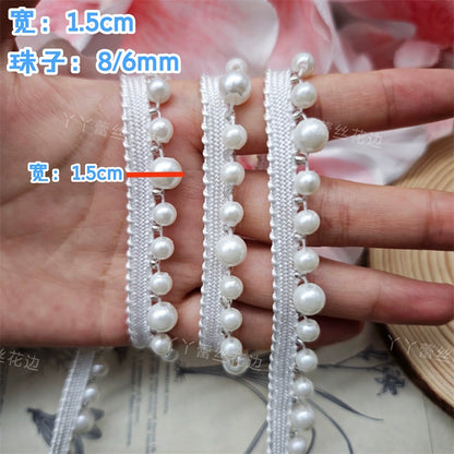 3679 Todo hecho a mano con encaje de perlas de imitación, estilo República de China, cheongsam, Hanfu, ropa, escote, sombrero, accesorios decorativos