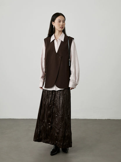 [View] CAREMIND brown silhouette stacked suit vest Chinese beaded element vest jacket