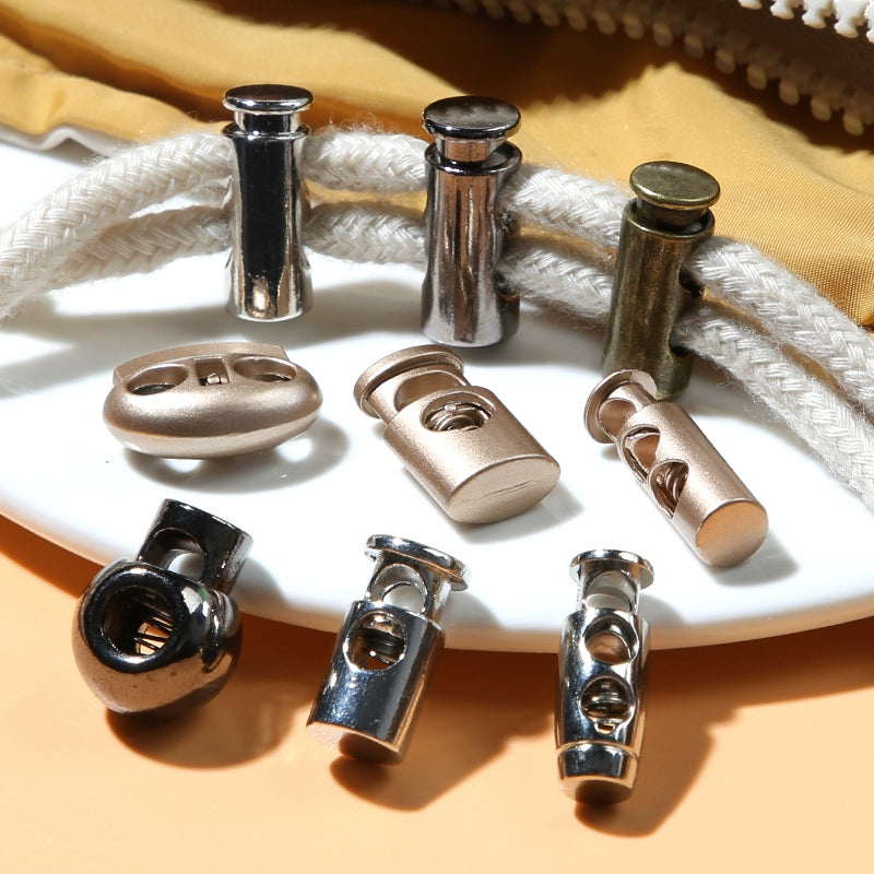 3543★ Hebilla de resorte de metal, hebilla fija para cordón de zapato, hebilla de nariz de cerdo con cordón para ropa, hebilla de tope para sombrero, botón de ajuste elástico para apretar