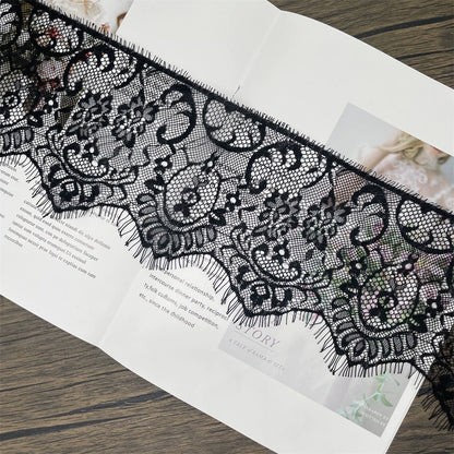 3753 Ancho 14CM Encaje de tul unilateral con pestañas, material de empalme decorativo para ropa de cama, vestido de novia