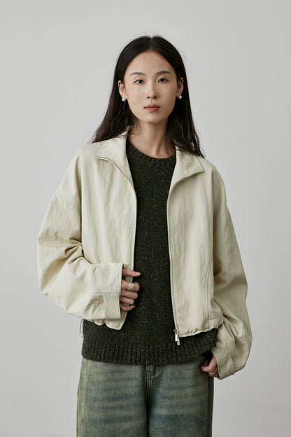 [Small Universe] CAREMIND short jacket, retro washed ginkgo gray, early autumn thin casual top