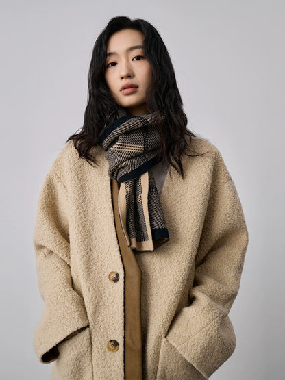 [Oferta especial por tiempo limitado] Chaqueta polar cálida de terciopelo café claro, nueva chaqueta de invierno con empalme avanzado, abrigo mediano y largo 