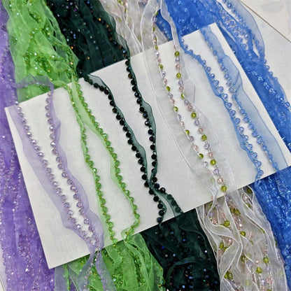 3726 Largeur 1,2 cm Nouvelle couleur Maille Cristal Perles Dentelle Accessoires, Fait Main DIY Vêtements Bordure Accessoires
