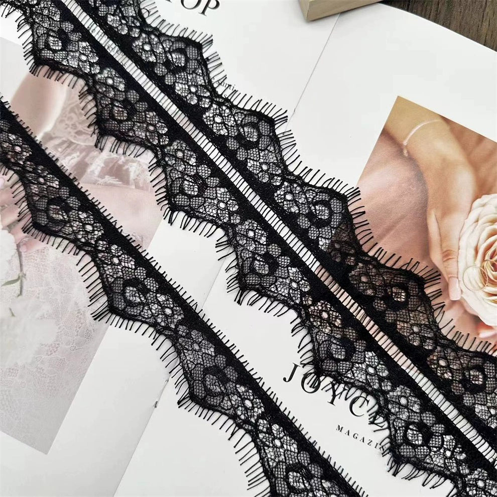 3760 Exquisito tul de exportación de borde simple y doble, accesorios de encaje para pestañas, ropa de bricolaje, cuello, borde, falda, manga, material