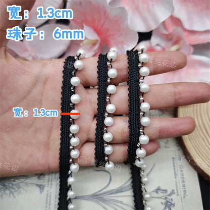 3714 Vestido de novia cheongsam con cuentas hecho a mano, encaje de perlas, accesorios de decoración de ropa DIY, cintas con cuentas Hanfu