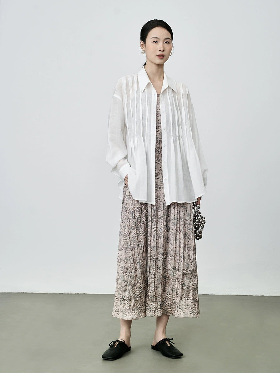 CAREMIND Nouvelle jupe à bretelles à imprimé végétal chinois Féminité Robe moulante à fleurs pour les vacances