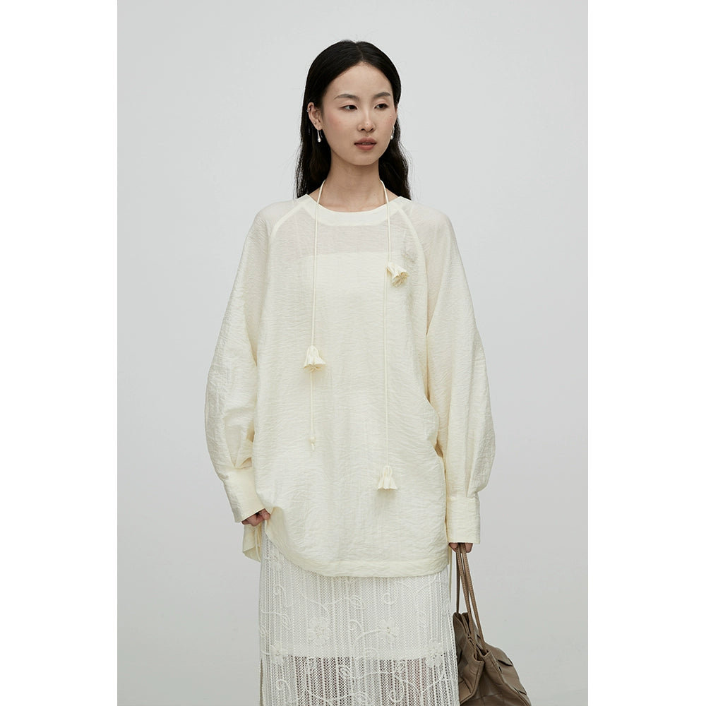 [Lily of the Valley] Camisa tipo jersey de manga larga con tirantes elegantes y diseño de nicho premium de CAREMIND 