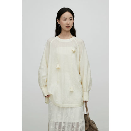 [Lily of the Valley] Camisa tipo jersey de manga larga con tirantes elegantes y diseño de nicho premium de CAREMIND 